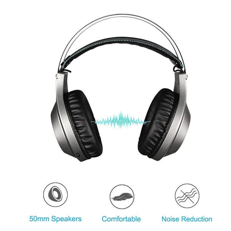 NUBWO Wolf Bowang N2 Gaming Headset with 50mm Drivers, Noise-Cancelling Microphone and Rotating Volume Control for PC, PS4, Xbox and Mobile Gaming in Black or Silver