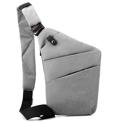 Canvas chest bag 31x20x1cm, 190g, one-shoulder crossbody with anti-radiation fabric inside, smoke black or silver grey