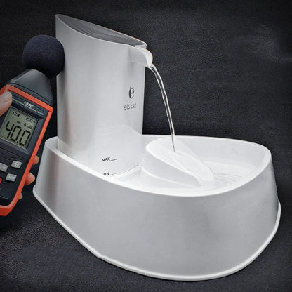 1.5L automatic pet water fountain with white plastic body and LED light