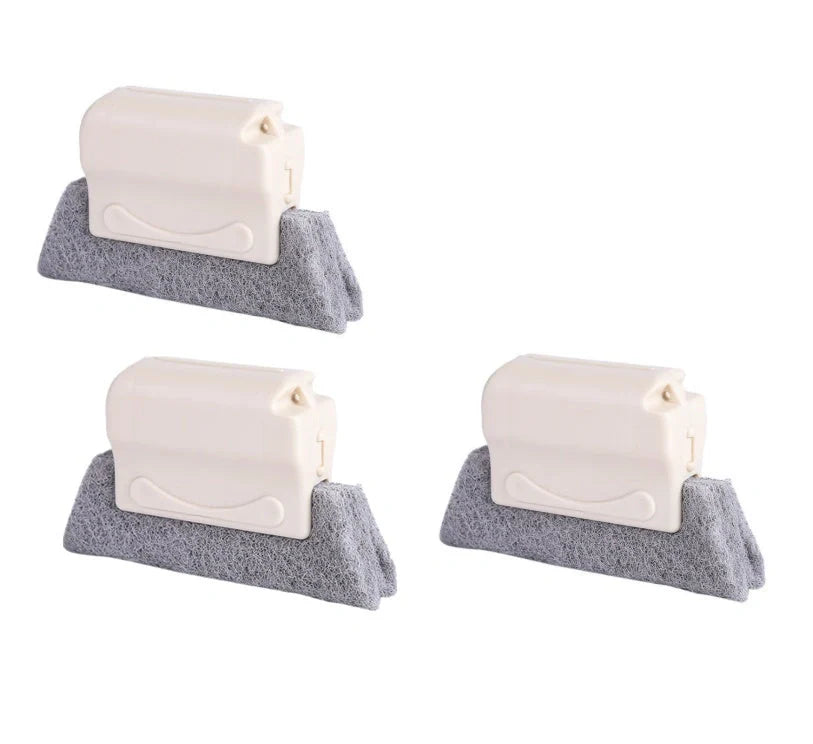 Creative Window Groove Cleaning Gap Brush Slot Cleaner with PP handle in beige, light grey, and blue