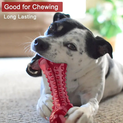 Red natural rubber chew toy for aggressive dogs with durable construction
