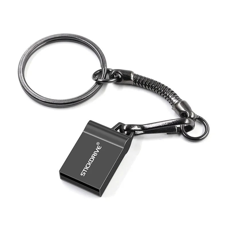 Metal USB flash drive with chain necklace in black or silver colours