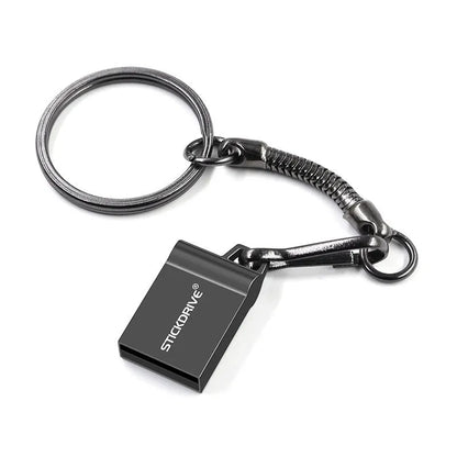 Metal USB flash drive with chain necklace in black or silver colours