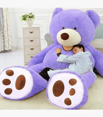 Colossal plush teddy bear in various sizes and colors, featuring a premium leather exterior and soft, cuddly interior