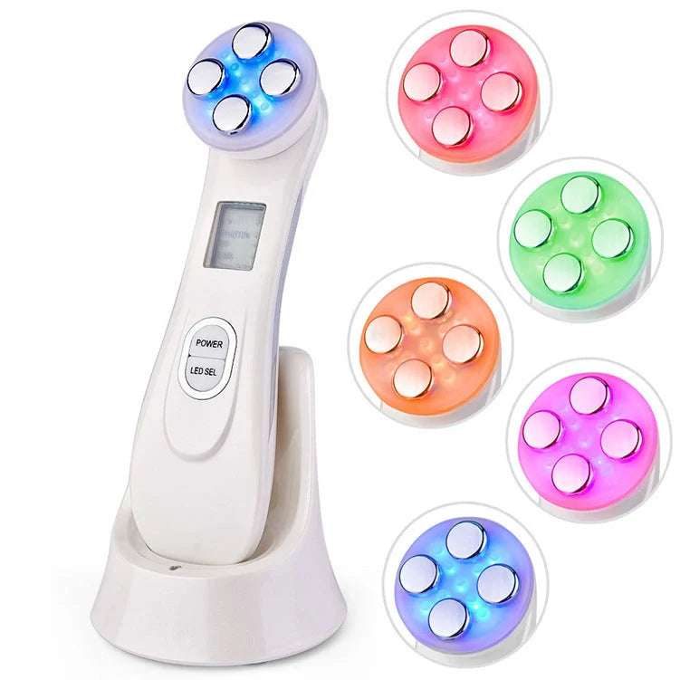 EMS radio frequency beauty instrument for skin rejuvenation in white, pink, and black