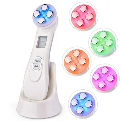EMS radio frequency beauty instrument for skin rejuvenation in white, pink, and black
