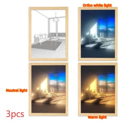 Customizable illuminated picture frame with adjustable LED lighting for home decor