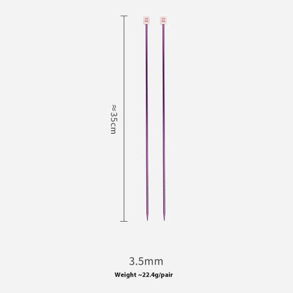 Crochet hook set with 13 sizes from 2.0mm to 10.0mm, each hook has a protective cap, showing lengthened 15cm shafts