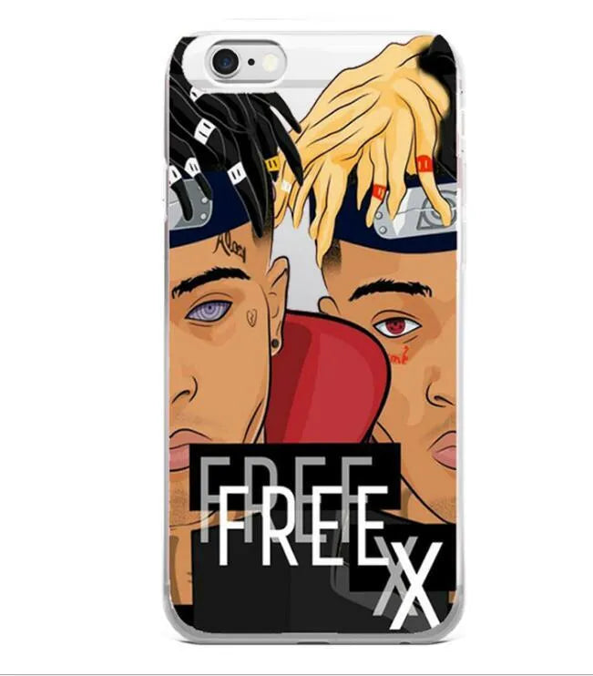 Clear half-wrapped iPhone case with XXTentacion pattern and matte finish.