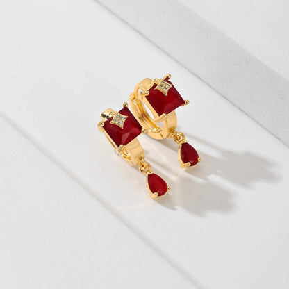 Copper-plated gold fashion earrings with water droplet design in six colours