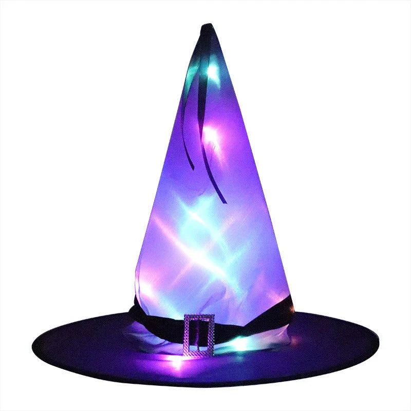 Glowing Halloween Witch Hat with LED Lights - Fun Costume Accessory for Kids' Parties