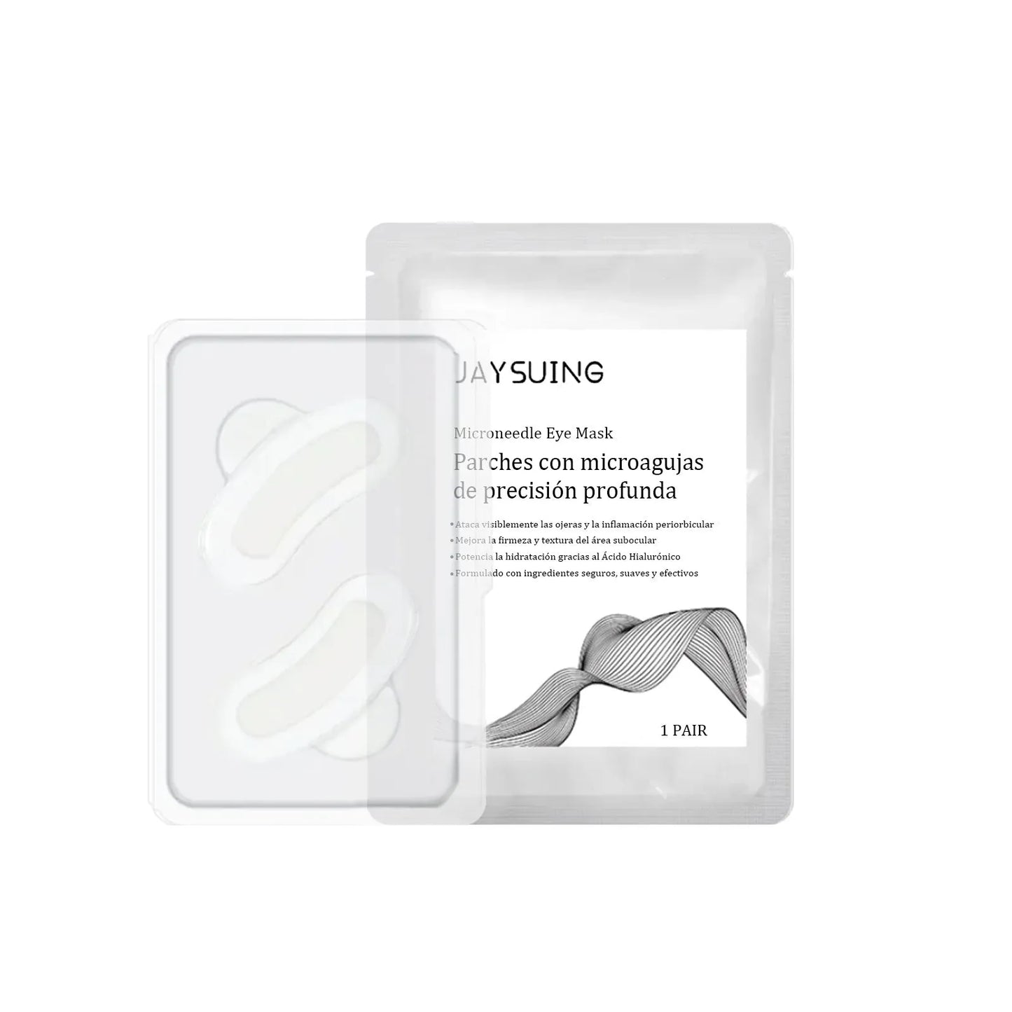 A pair of micro needle eye mask patches for under eye treatment.