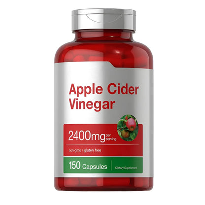 Bottle of 150 apple cider vinegar health capsules in tablet form for dietary supplementation
