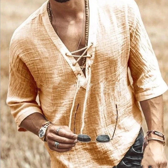 Lace Up Corn Mid Sleeved T-shirt in various colours