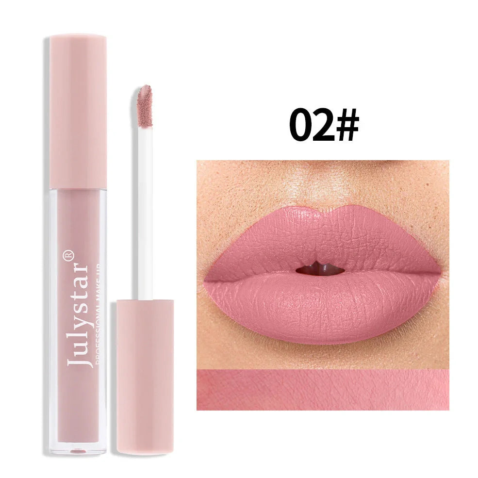 Matte lipstick tube with soft fog texture, 2.5ml content, 3-year shelf life