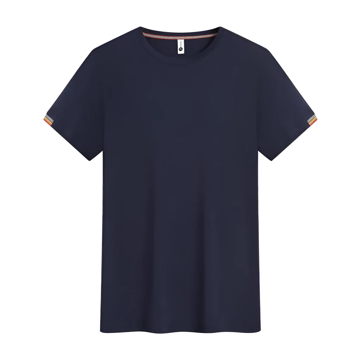 Men's grey round neck ice-feeling fibre pullover shirt for business and sports wear.
