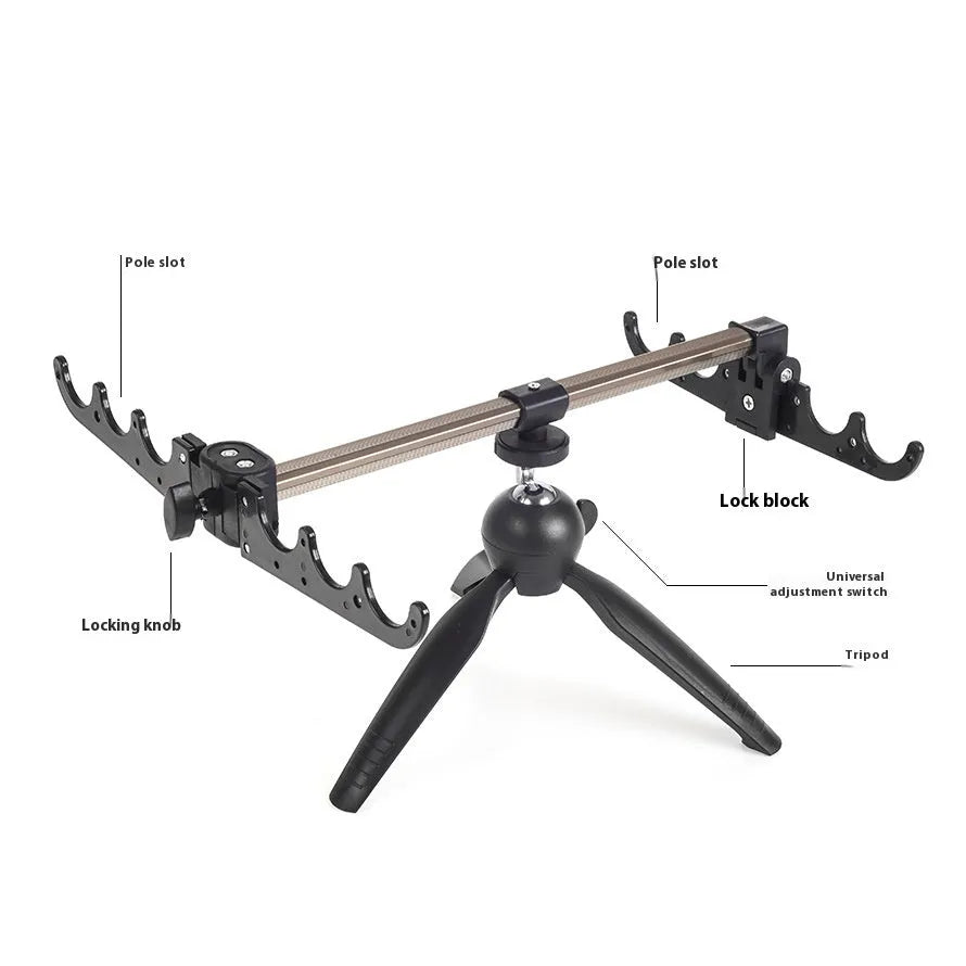 Aluminium alloy ice fishing rod holder bracket with triangle tripod design for small rods