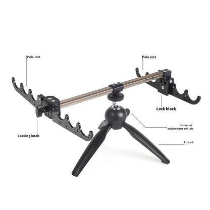 Aluminium alloy ice fishing rod holder bracket with triangle tripod design for small rods