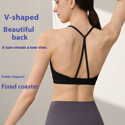 Women's nylon sports vest with double shoulder straps in sunshine desert colour.