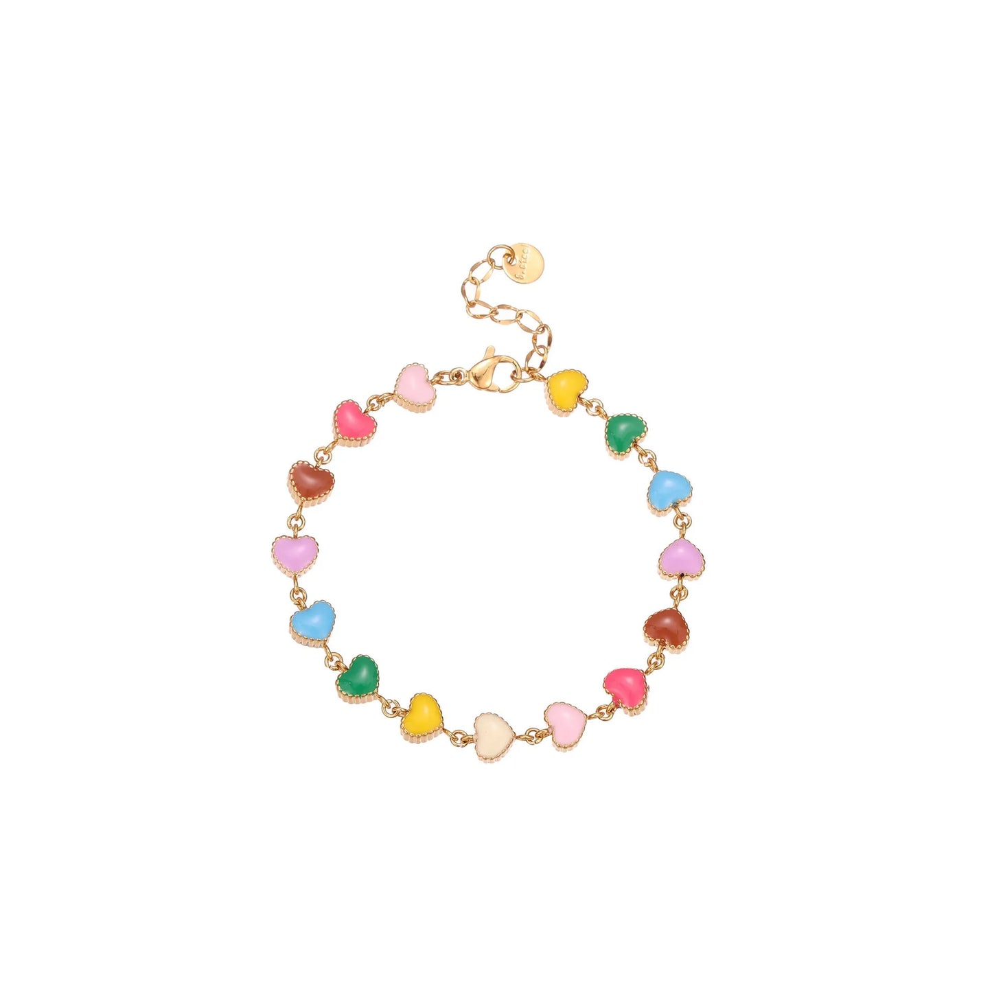 Women's love heart-shaped titanium steel bracelet necklace with colourful oil design and gold electroplating