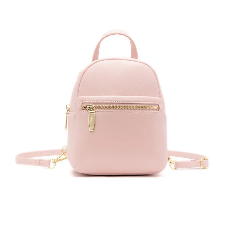 Soft PU mini backpack with three-dimensional pocket showing internal mobile phone bag organisation