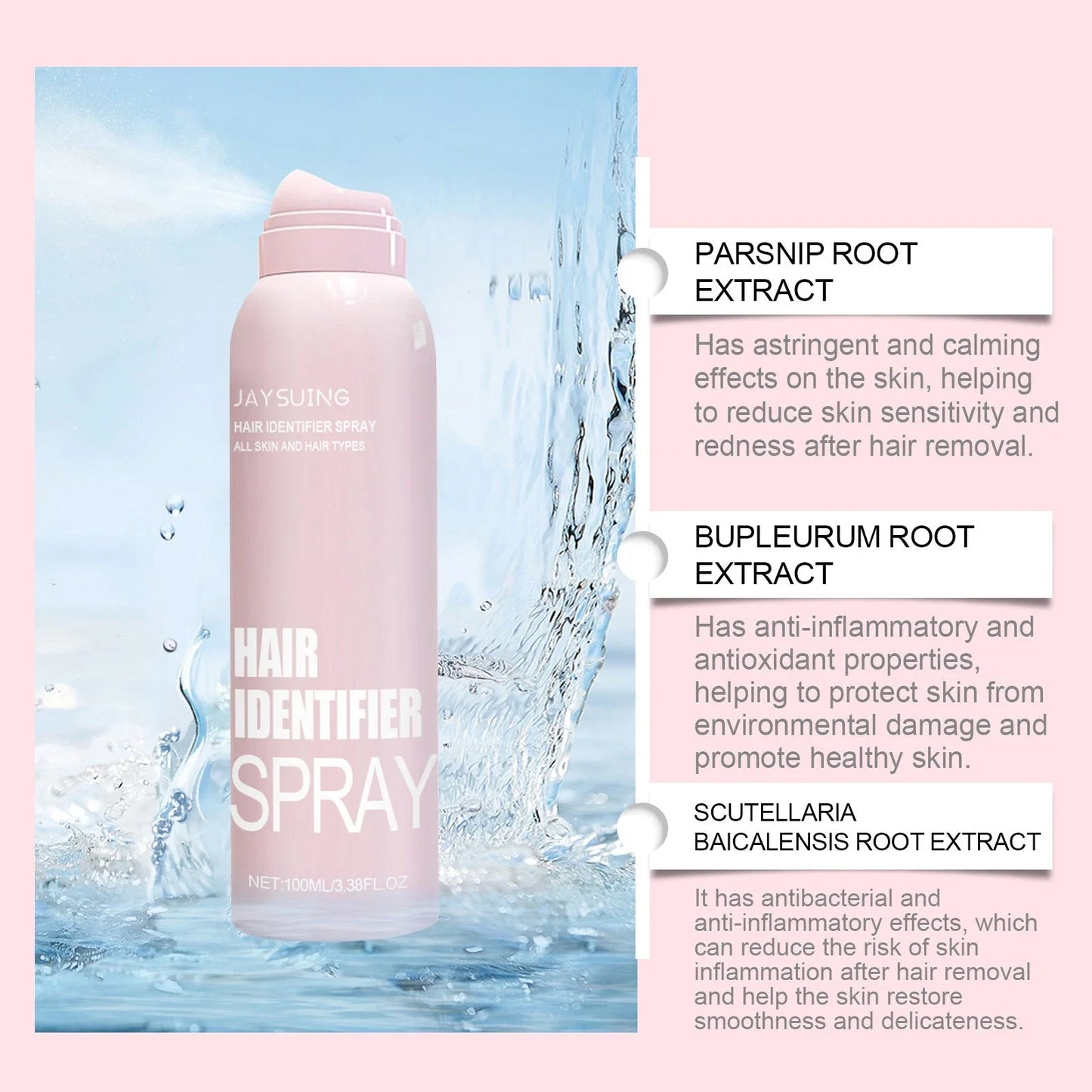 Facial Hair Removal Spray with Botanical Extracts for Smooth, Radiant Skin