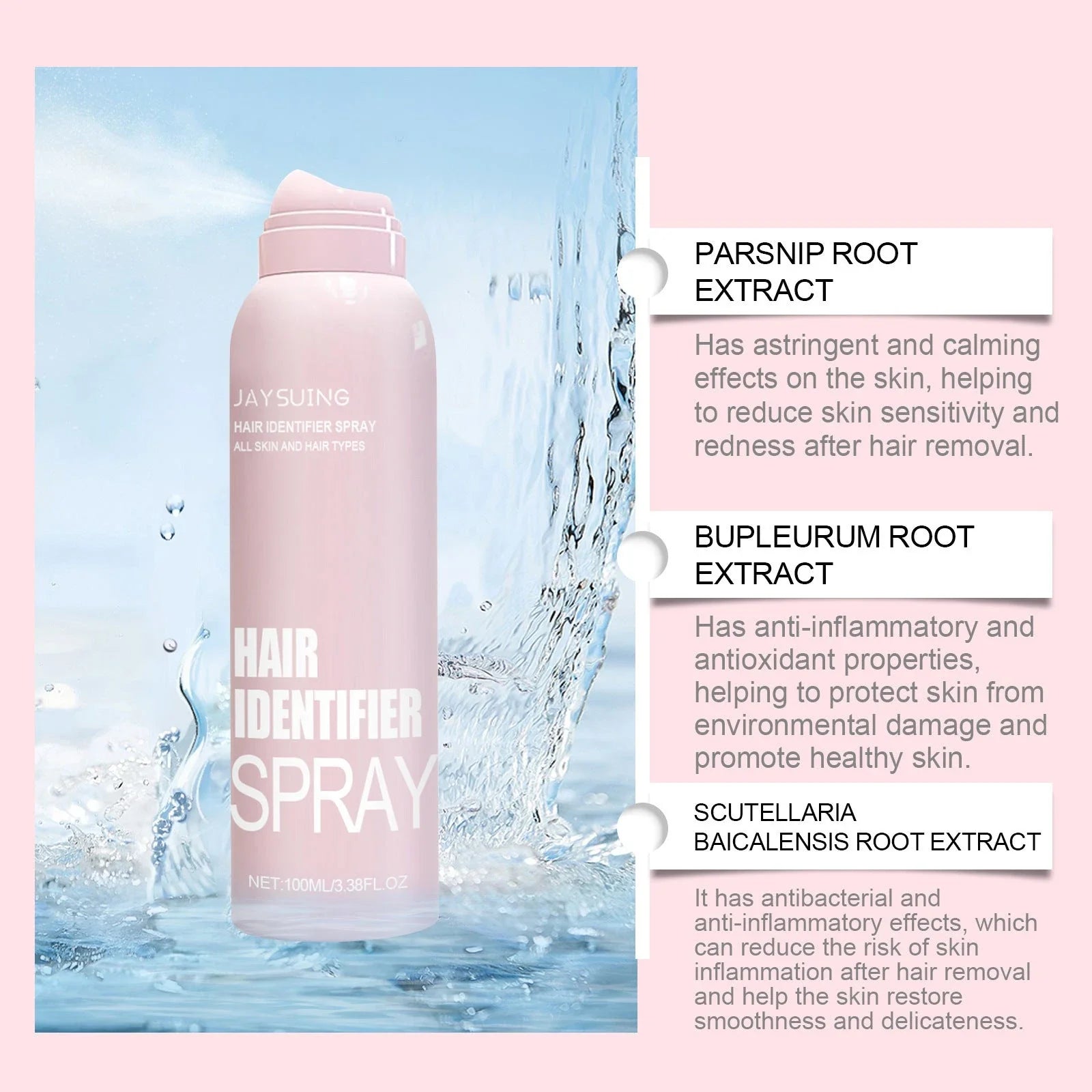 Facial Hair Removal Spray with Botanical Extracts for Smooth, Radiant Skin