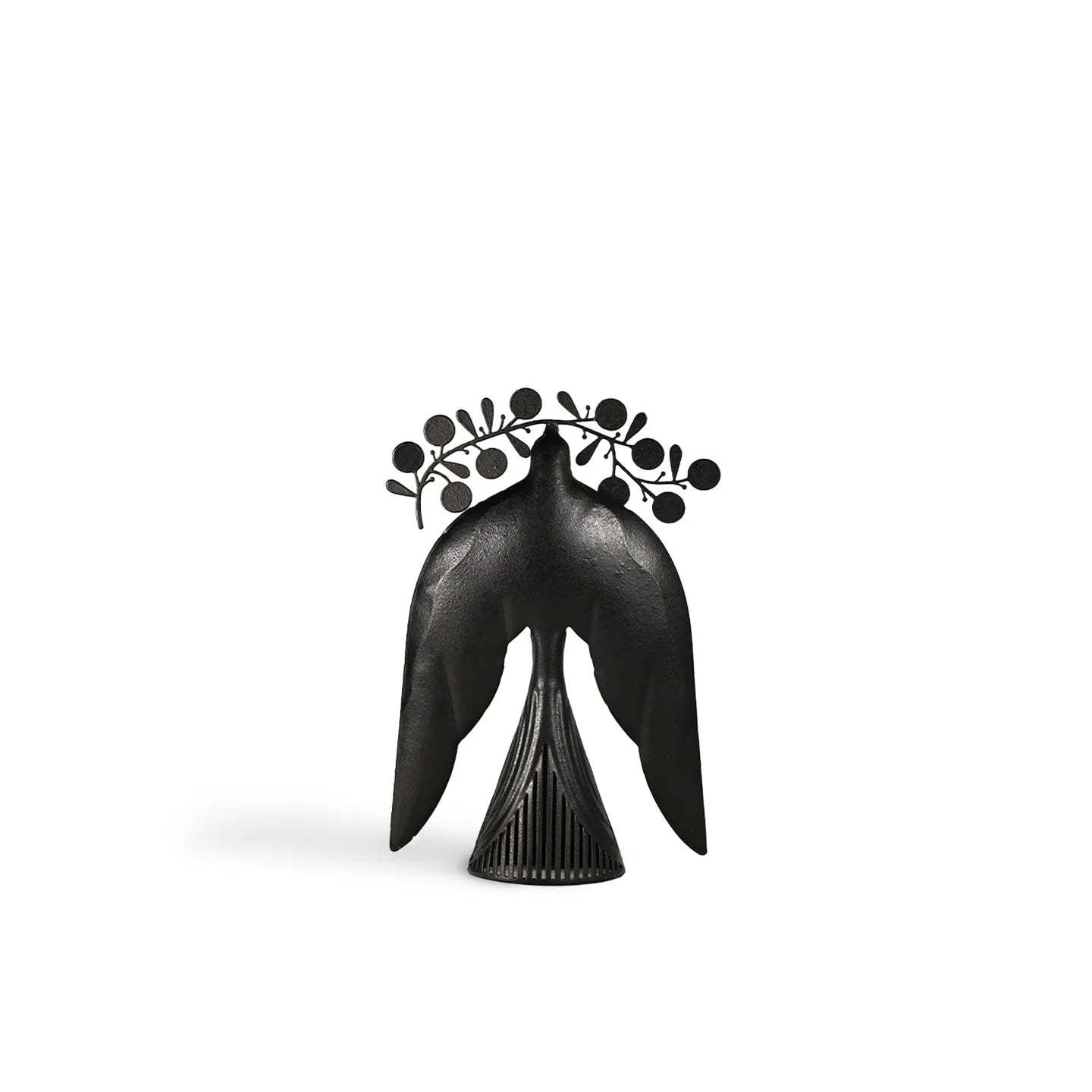 Handmade iron flying bird ornament measuring 240mm tall with ancient Chinese style details on wooden surface