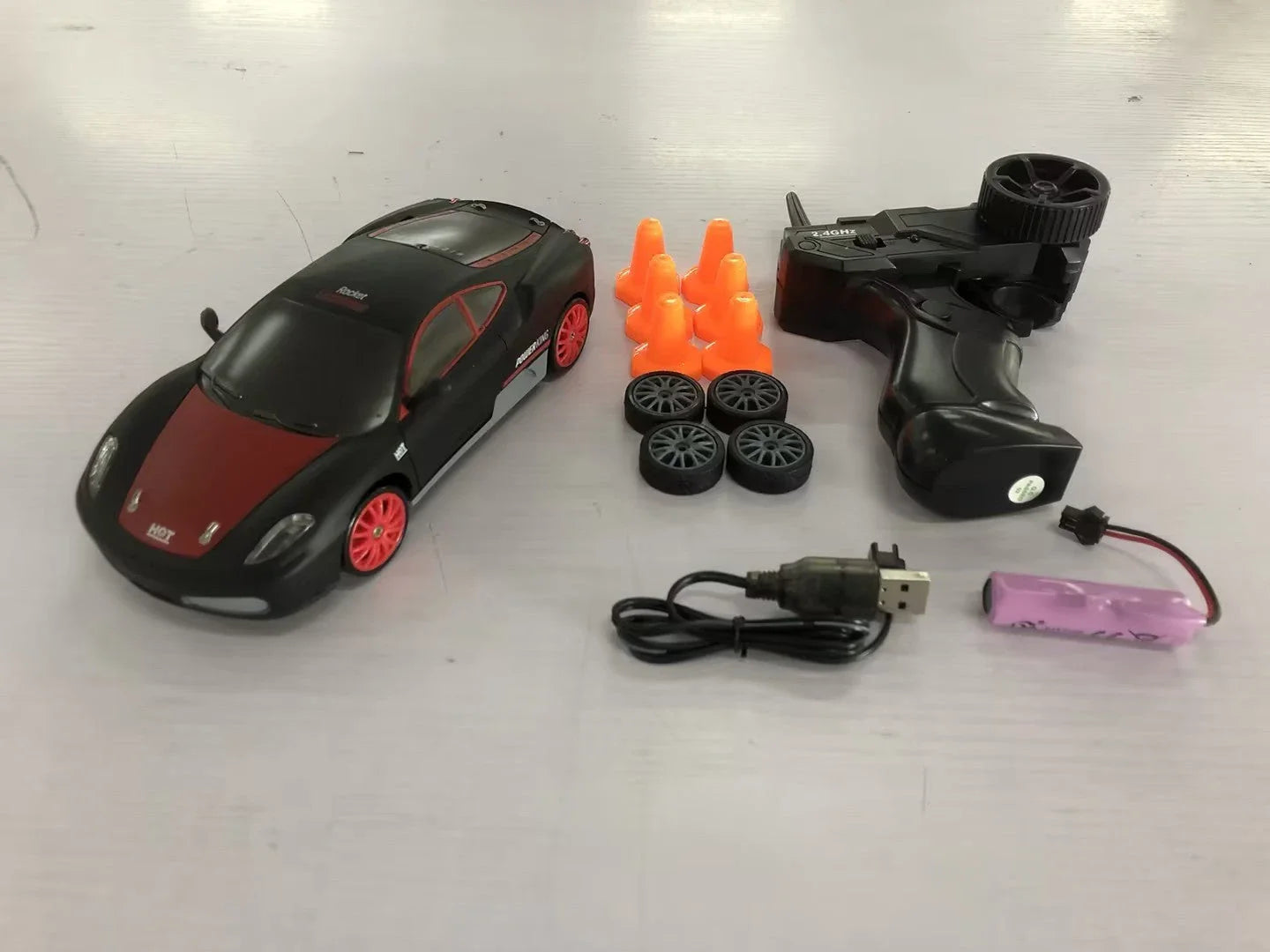1:24 scale remote control drift car with powerful 4WD system, cool LED lights, and responsive 2.4 GHz remote for high-speed racing thrills