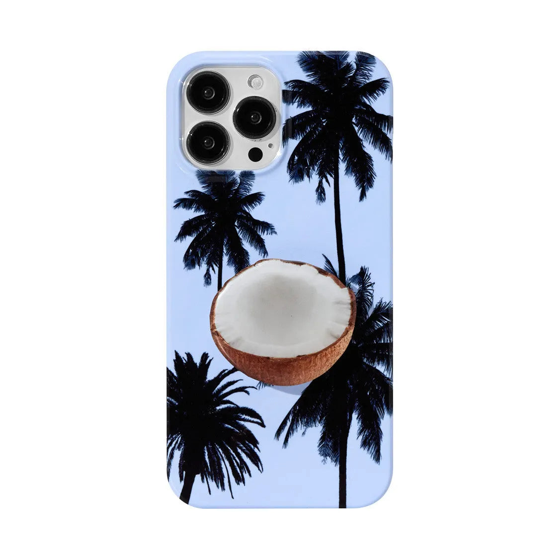 Summer coconut colour TPU phone case for iPhone on a table, showing optional bracket combination style.