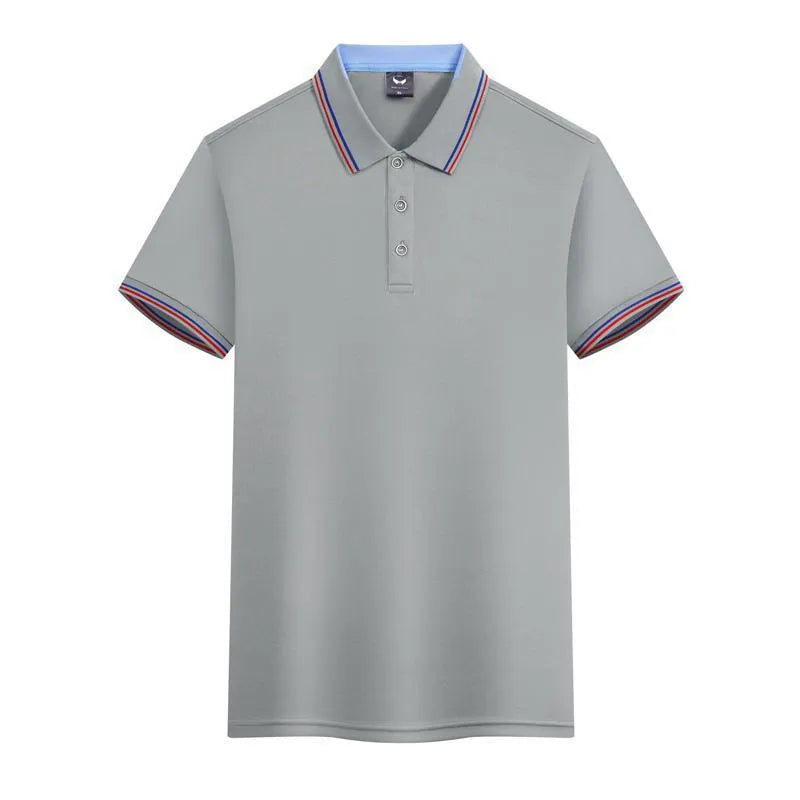 Slim fit ice silk quick-drying polo shirt for work clothes in blue gray colour