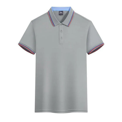 Slim fit ice silk quick-drying polo shirt for work clothes in blue gray colour