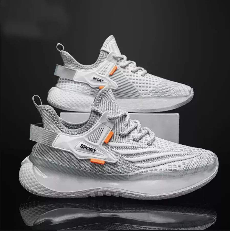 Men's breathable woven mesh platform sneakers in various colours for daily comfort
