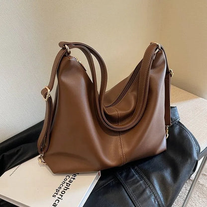 Multi-purpose PU shoulder bag for college and commuting in black, beige, brown or coffee