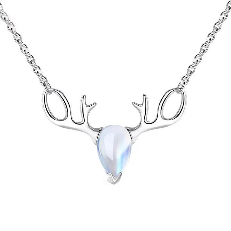Elegant S925 Elk Moonstone Pendant Necklace for women