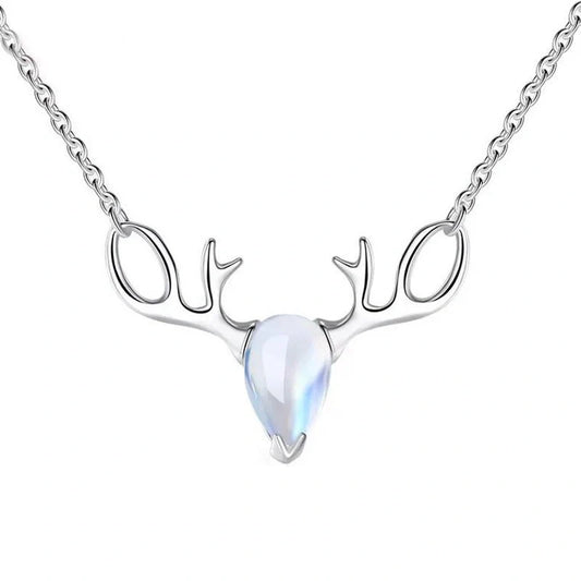 Elegant S925 Elk Moonstone Pendant Necklace for women
