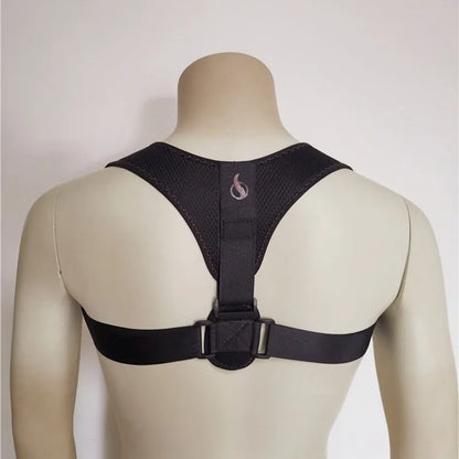 Clavicular posture correction belt with adjustable shoulder straps on a neutral background.