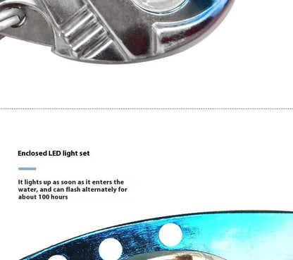 Blue and red Metal Vib electronic fishing lure with luminous metal finish