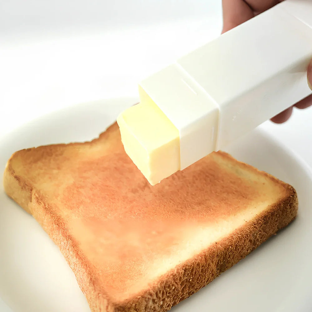 White polypropylene butter applicator box holding 6x6x3cm stick for kitchen use, temperature resistant -20°C to 140°C