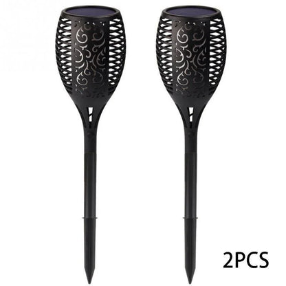 Solar-powered outdoor torch light with LED lights, perfect for illuminating gardens and patios