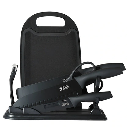 Fruit knife set with 15cm stainless steel blades and ergonomic black handles for kitchen use