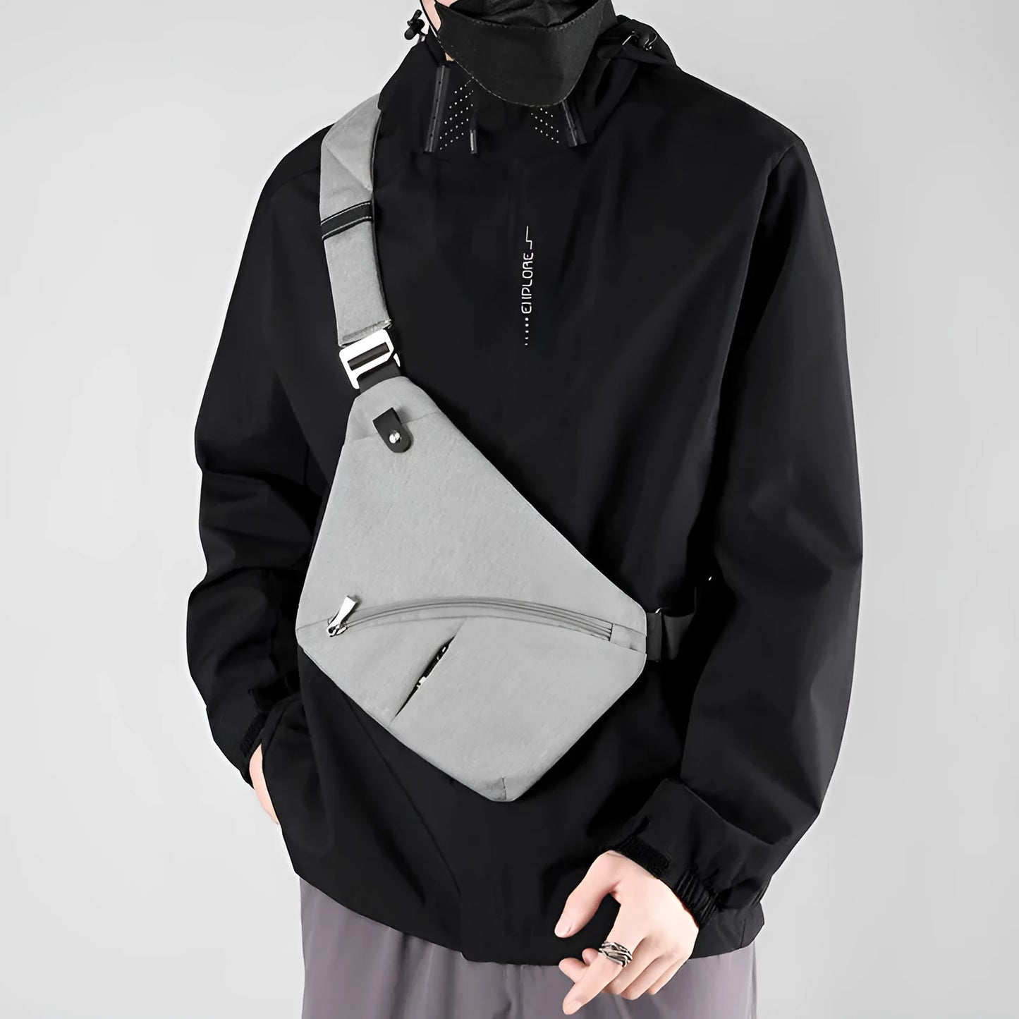 Men's Oxford cloth travel shoulder bag in urban simplicity design with letter print