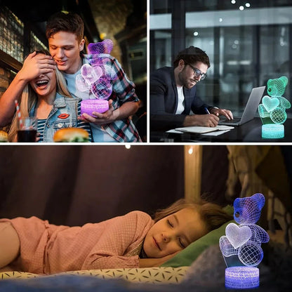 3D acrylic teddy bear LED night light with 16 colour options and remote control