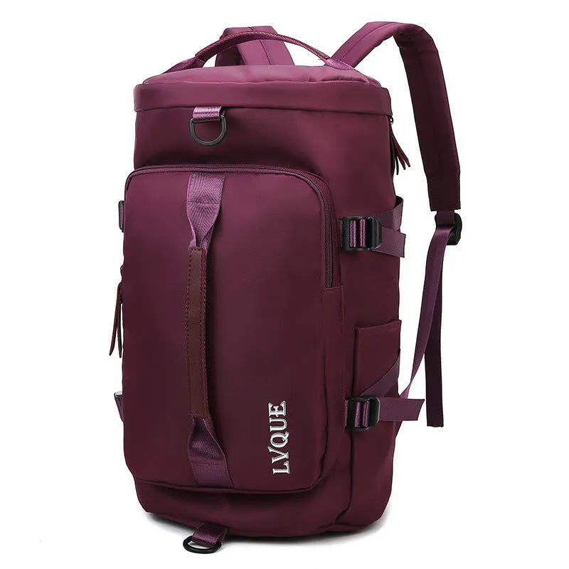Black waterproof 3-in-1 convertible nylon backpack showing shoe compartment and combination lock.