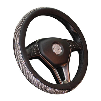 Universal anti-slip PU leather steering wheel handle set in various colours