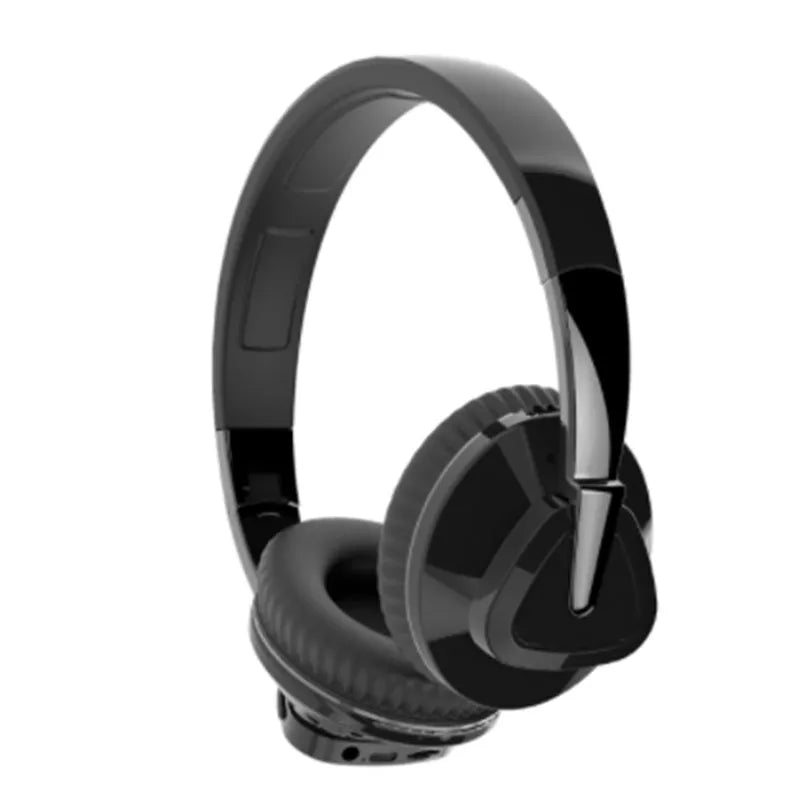 H3 wireless over-ear headset in black showing AUX port and on-ear controls.