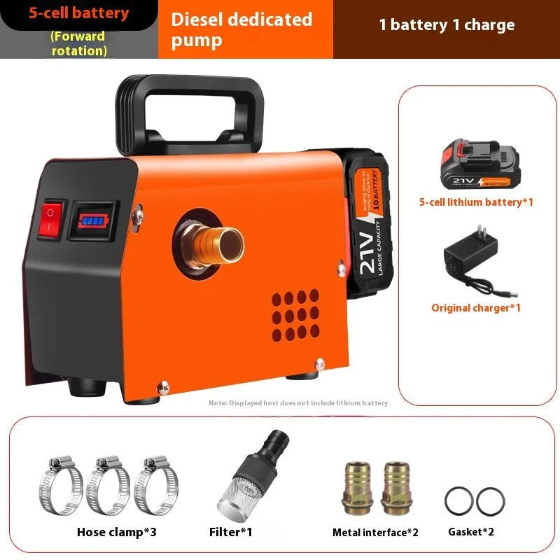 Portable rechargeable oil well pump with aluminium alloy body and lithium battery components