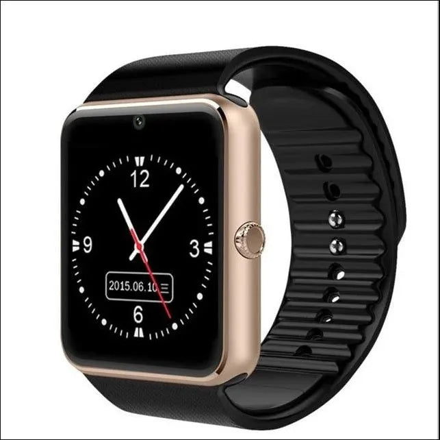 Black smart watch with 1.54-inch touchscreen display and silicone strap on a wrist