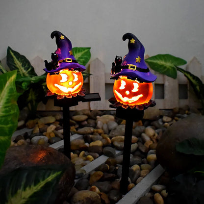 Solar-powered Halloween pumpkin lanterns for garden decoration in six unique designs