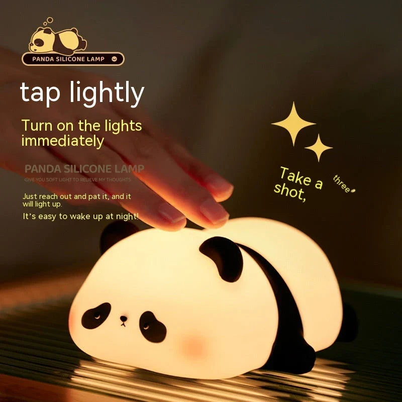 Adorable panda night light with soft, adjustable glow and rechargeable design